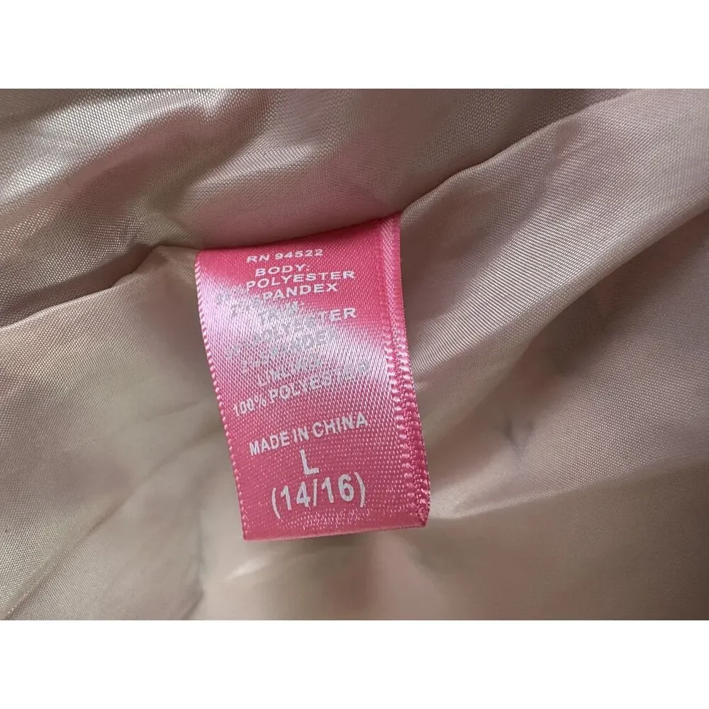 Say What Pink Satin Floral Bomber Jacket Girls size Large 14/16